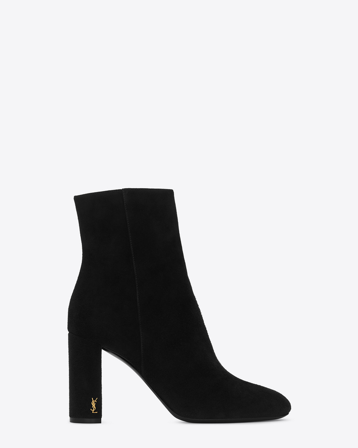 Saint Laurent LOULOU 95 Zipped Ankle Boot In Black Suede | YSL.com