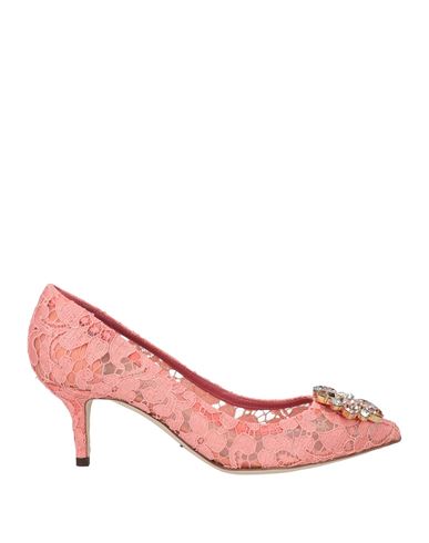 Dolce & Gabbana Woman Pumps Salmon Pink Size 5.5 Viscose, Cotton, Silk, Polyamide In Pink