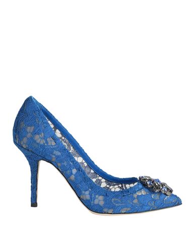 Dolce & Gabbana Woman Pumps Blue Size 7.5 Viscose, Cotton, Polyamide, Silk