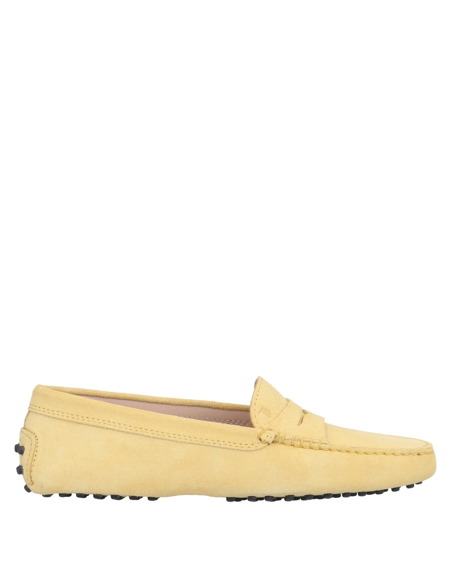 Shop Tod's Woman Loafers Light Yellow Size 8 Calfskin