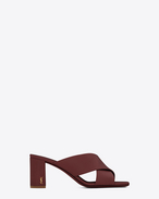 SAINT LAURENT Loulou D LOULOU 70 Crossed Sandal in Light Burgundy Leather f