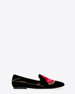 SAINT LAURENT マスキュリンシューズ D スモーキング 「LOVE」 スリッパ(ブラック/ベルベット/ヒール5mm) f