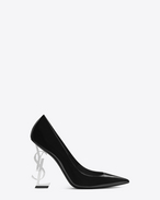 SAINT LAURENT YSL heels D OPYUM 110 Pump in Black Patent Leather and Silver-toned Metal f