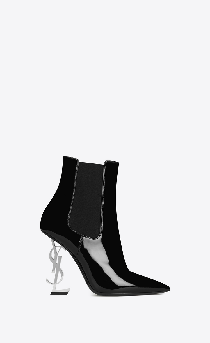 ‎saint Laurent ‎opyum Bootie In Patent Leather With Black Heel ‎