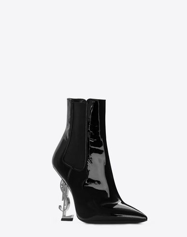 Saint Laurent Opyum Bootie In Patent Leather With Black Heel | ModeSens