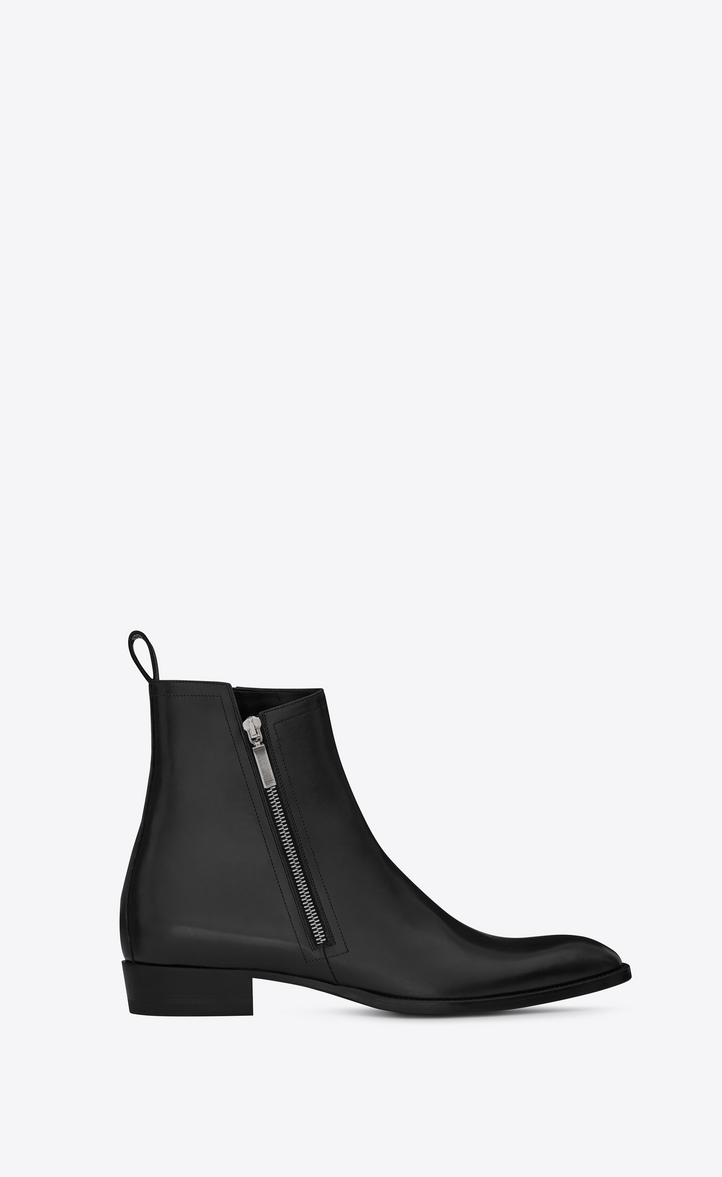 Saint Laurent WYATT 30 Zip Boot In Black Leather | YSL.com