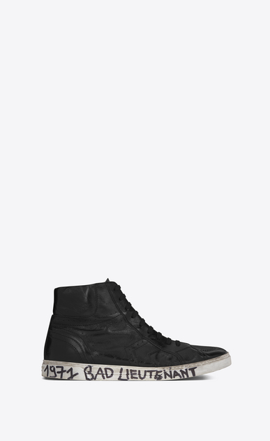 SAINT LAURENT High top sneakers Herren joe halbhoher Sneaker aus schwarzem, abgenutztem Moroder-Leder a_V4