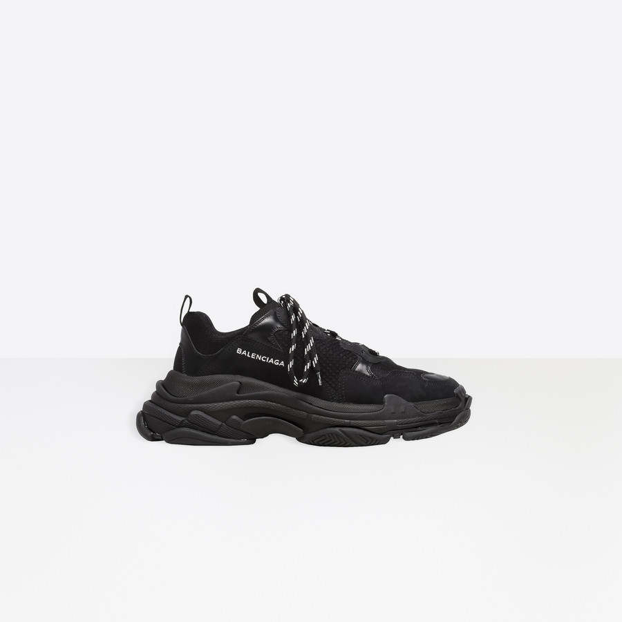 Balenciaga Triple S suede leather and mesh sneakers Cute