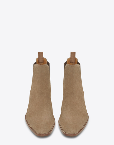 saint laurent tan suede chelsea boots