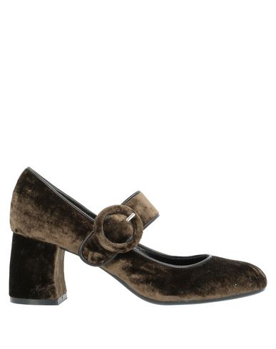 Woman Pumps Dark brown Size 5 Textile fibers, Leather