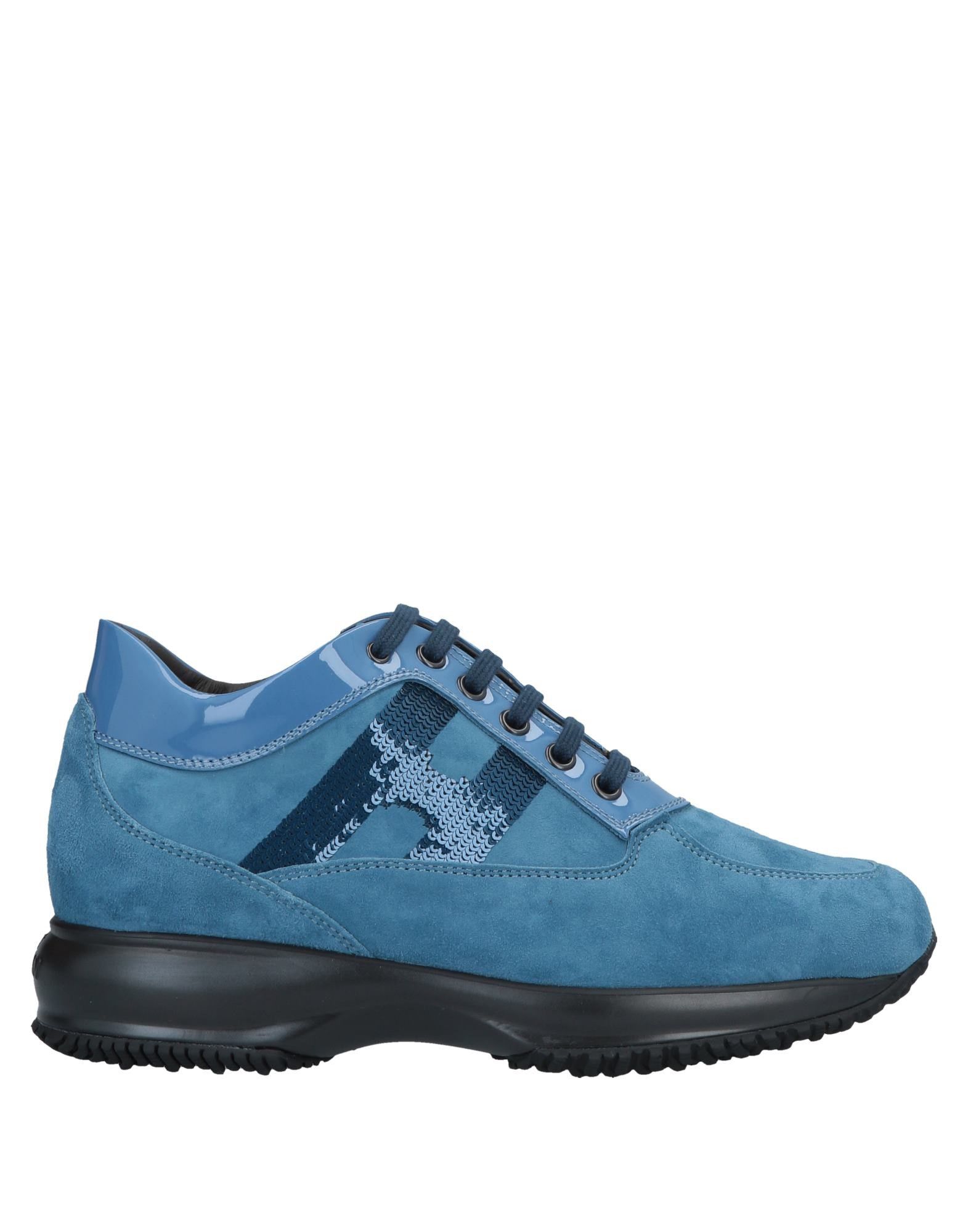 Shop Hogan Woman Sneakers Azure Size 7 Soft Leather In Blue