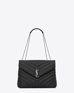 SAINT LAURENT Monogramme Loulou D Medium LOULOU chain bag in graphite “Y” matelassé leather f