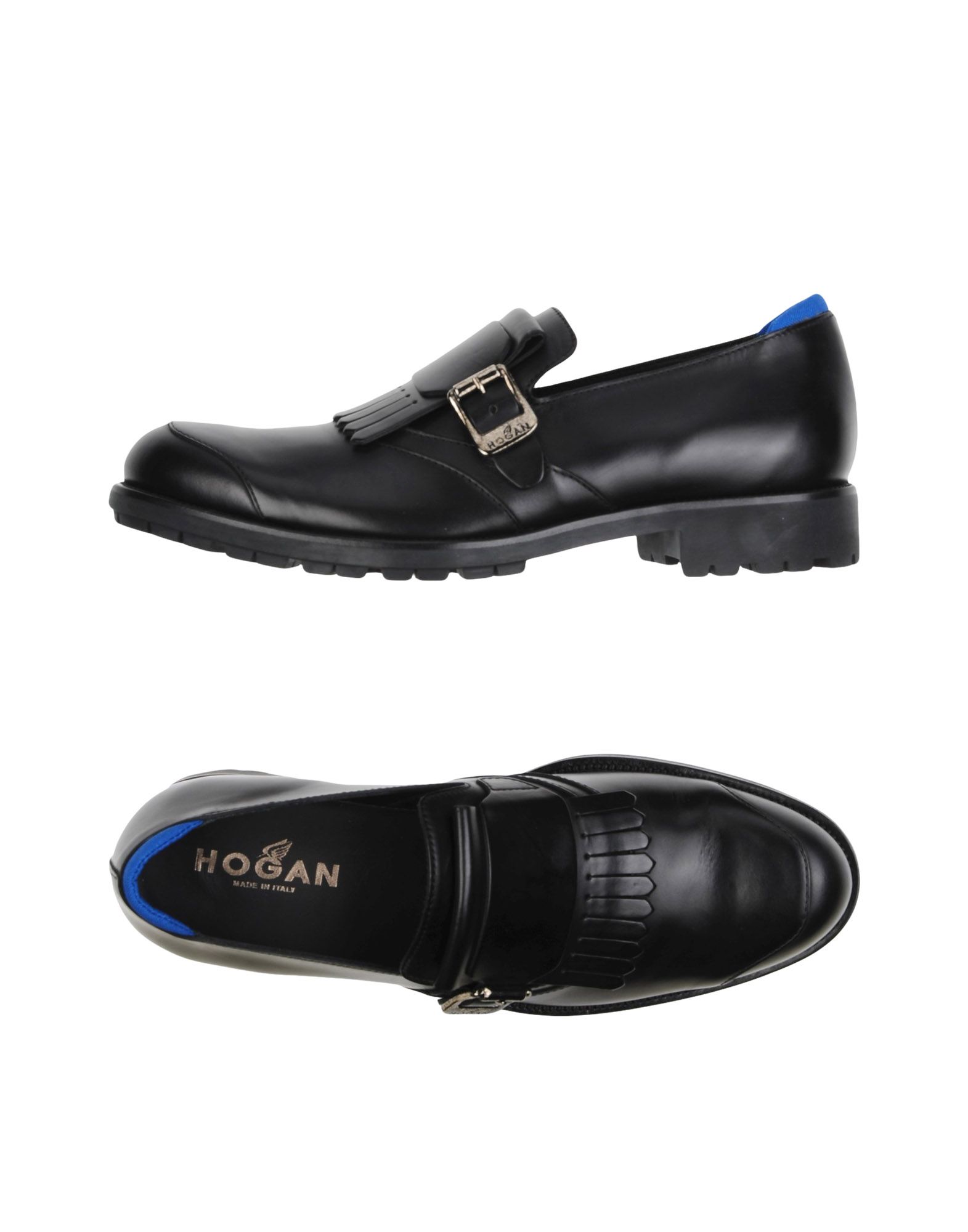 《送料無料》HOGAN メンズ モカシン ブラック 5 革 100% / 紡績繊維
