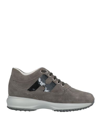 Hogan Woman Sneakers Lead Size 10.5 Soft Leather In Grey