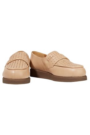 Maison Margiela Replica Perforated Leather Platform Loafers In Sand