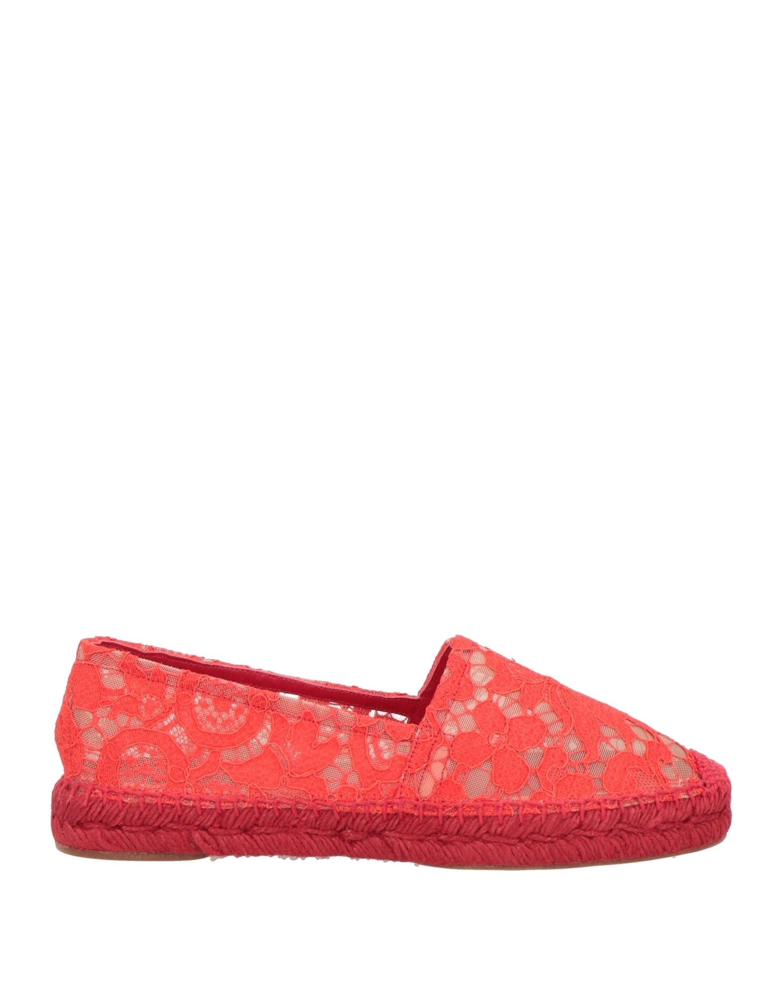 Shop Dolce & Gabbana Woman Espadrilles Coral Size 5.5 Viscose, Cotton, Polyamide In Red