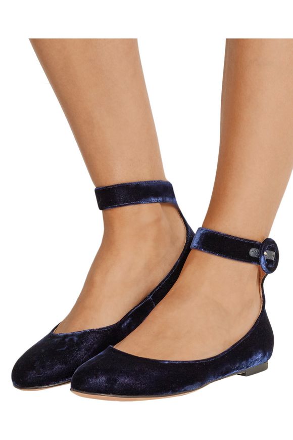 velvet ballerina flats