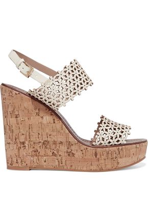 Laser-cut leather wedge sandals | TORY BURCH | Sale up to 70% off ... TORY BURCH Laser-cut leather wedge sandals ...