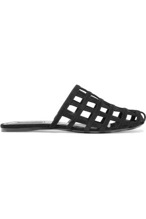 Alexander Wang Woman Alison Cutout Suede Slides Black In Llack | ModeSens | Suede slides 