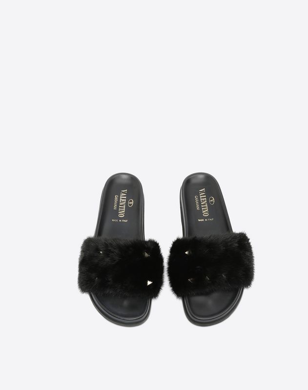 valentino mink slides