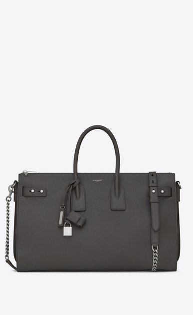 SAINT LAURENT Sac De Jour Supple Damen weiche sac de jour dufflebag 36h aus asphaltgrauem narbenleder a_V4
