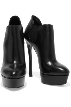 Click to view more detailed imagery on our partner's website Casadei Leather Platform Ankle Boots In Black