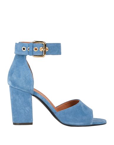 Via Roma 15 Woman Sandals Slate Blue Size 9 Soft Leather In Blue