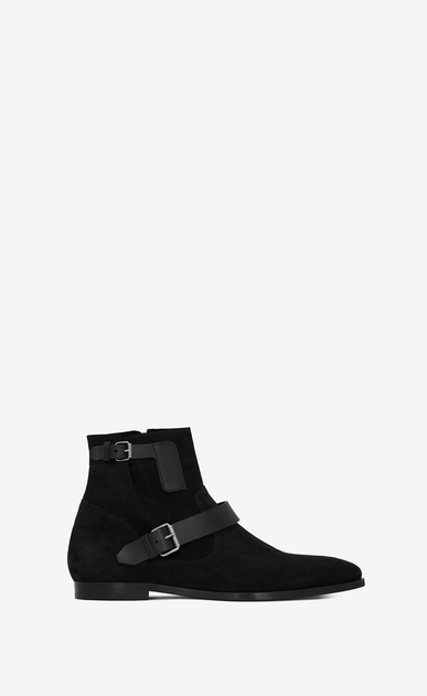 SAINT LAURENT Boots Man MATT 25 zipped boots in black suede and leather a_V4