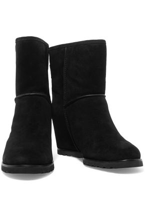 MARC BY MARC JACOBS MARC BY MARC JACOBS WOMAN HARPER SUEDE WEDGE SNOW BOOTS BLACK,3074457345617591675