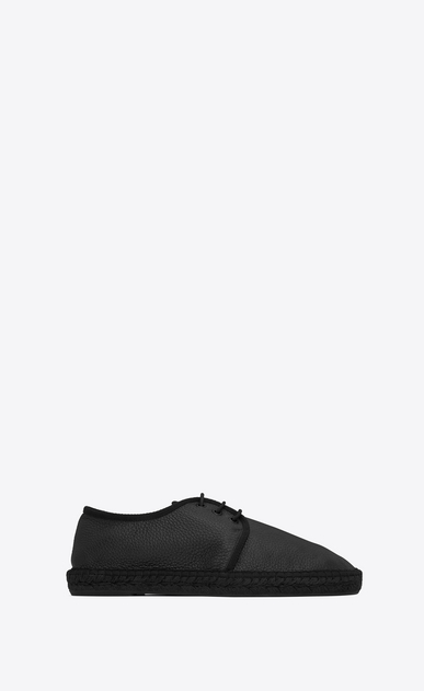 SAINT LAURENT Casual Shoes Man laced espadrille in grained black leather a_V4