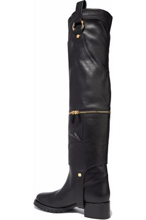 Embellished leather over-the-knee boots | MOSCHINO | Sale up to 70% off ...