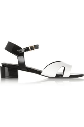 ROBERT CLERGERIE ROBERT CLERGERIE WOMAN SASCOU LEATHER AND PATENT-LEATHER SANDALS WHITE,3074457345618157272