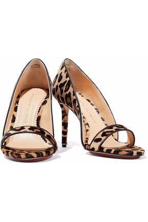 Click to view more detailed imagery on our partner's website Charlotte Olympia Woman Christine Leopard-Print Calf Hair Sandals Sand