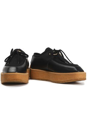 Stella Mccartney Woman Faux Suede And Leather Platform Brogues Black