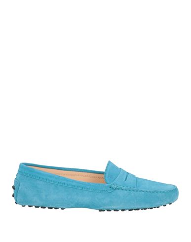 Shop Tod's Woman Loafers Turquoise Size 6.5 Soft Leather In Blue