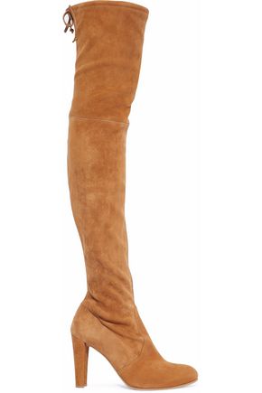 STUART WEITZMAN WOMAN HIGHLAND SUEDE OVER-THE-KNEE BOOTS CAMEL,US 7789028783986966