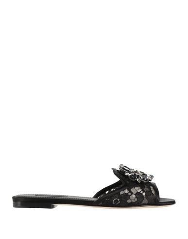 Dolce & Gabbana Woman Sandals Black Size 5.5 Viscose, Silk, Cotton, Polyamide