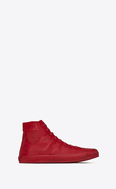 SAINT LAURENT Bedford Man BEDFORD mid-top sneakers in red used leather a_V4