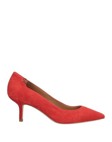 Tory Burch Woman Pumps Coral Size 11 Soft Leather In Red