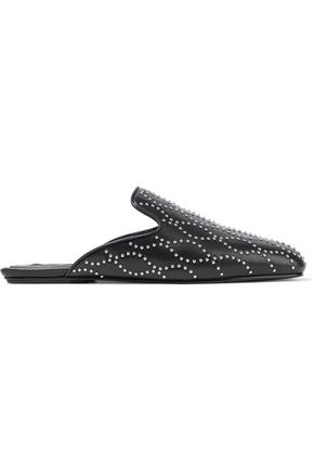 ALEXANDER WANG JAELLE STUDDED LEATHER SLIPPERS,3074457345618690215