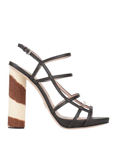 Shop Ermanno Scervino Woman Sandals Dark Brown Size 8 Leather, Pvc - Polyvinyl Chloride