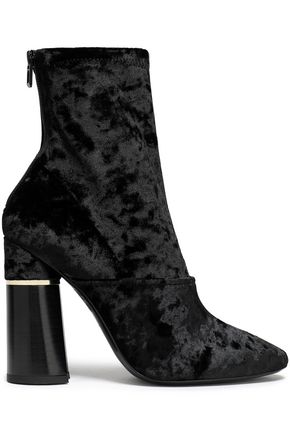 3.1 PHILLIP LIM / フィリップ リム 3.1 PHILLIP LIM WOMAN KYOTO CRUSHED-VELVET ANKLE BOOTS BLACK,3074457345618692752