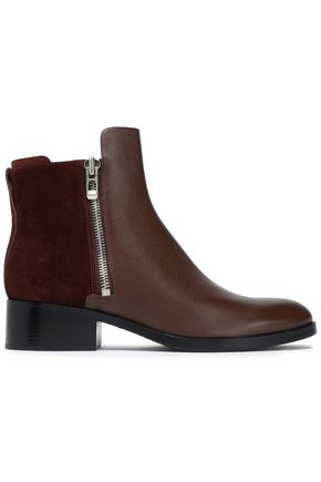 3.1 PHILLIP LIM / フィリップ リム WOMAN SUEDE-PANELED LEATHER ANKLE BOOTS CHOCOLATE,GB 1071994536713330