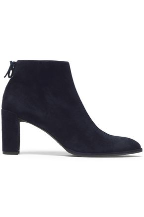 STUART WEITZMAN WOMAN BOW-DETAILED SUEDE ANKLE BOOTS NAVY,GB 14693524283742306