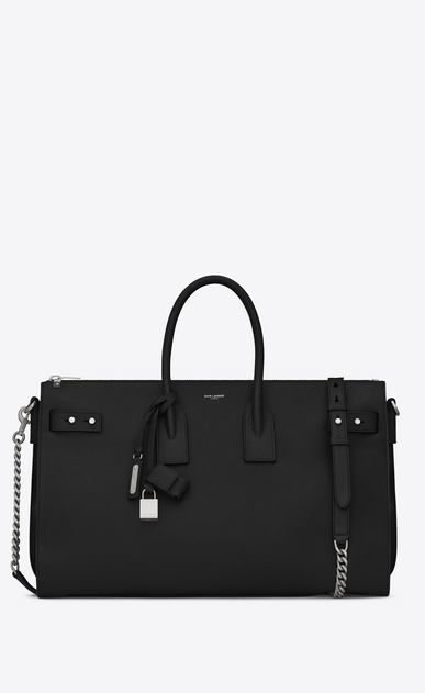 SAINT LAURENT Sac De Jour Supple Woman sac de jour souple duffle 36h bag in black grained leather a_V4
