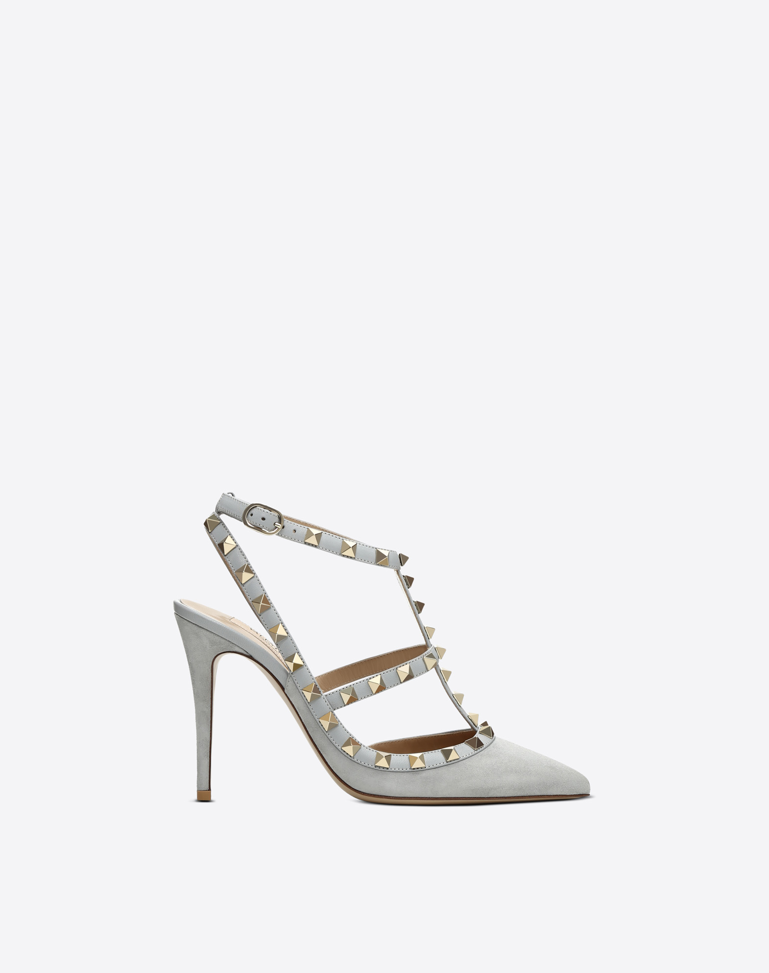 Suede Rockstud Caged Pump 100mm for Woman | Valentino Online Boutique