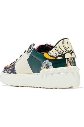 valentino garavani studded printed sneakers