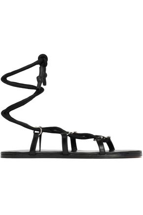 Iro Tao Lace-up Leather Sandals In Black