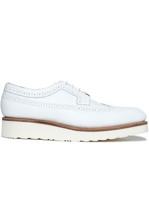 GRENSON WOMAN PERFORATED LEATHER BROGUES WHITE,AU 1188406768750316