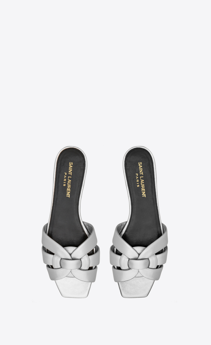 âSaint Laurent âTribute Flat Sandal In Metallic Leather â | YSL.com